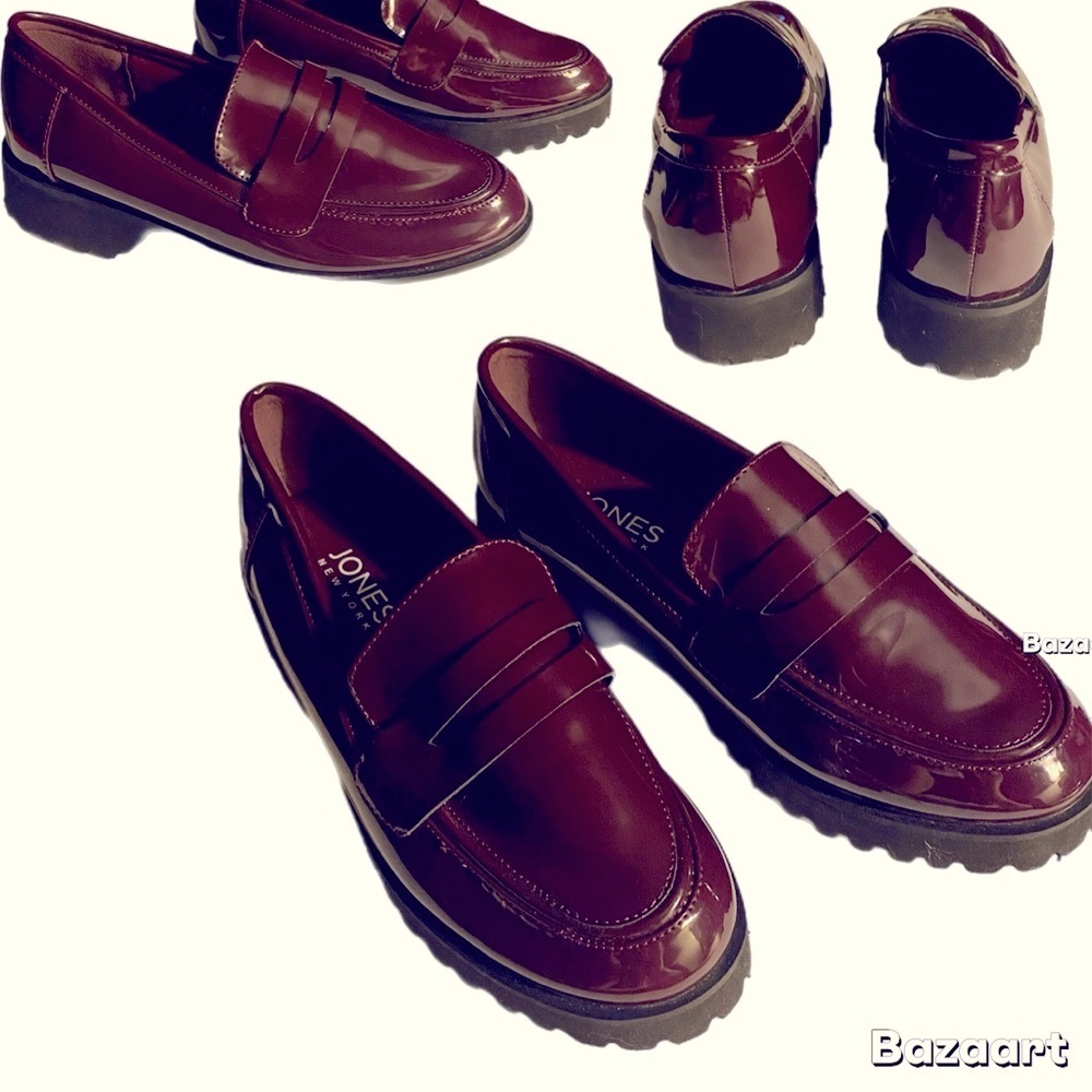 Jones New York Penny Loafer, Prizey, Faux Patent Leather,Wine, Sz 6.5, preppy - Picture 13 of 13